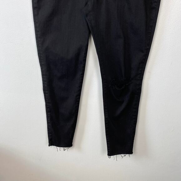 Madewell 11" High Rise Skinny Jean Black Distressed Slim M3112 Size 33 - Picture 3 of 10